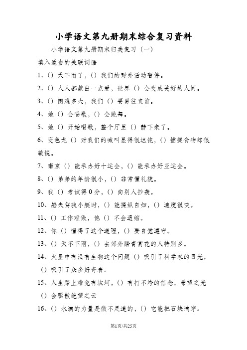 小学语文第九册期末综合复习资料