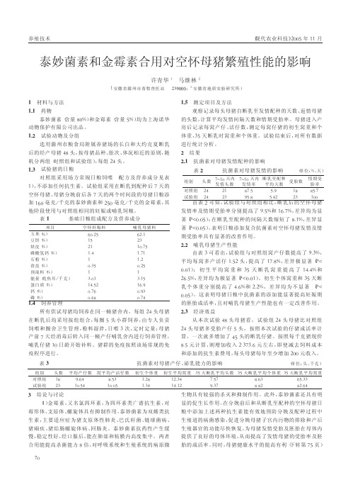 泰妙菌素和金霉素合用对空怀母猪繁殖性能的影响