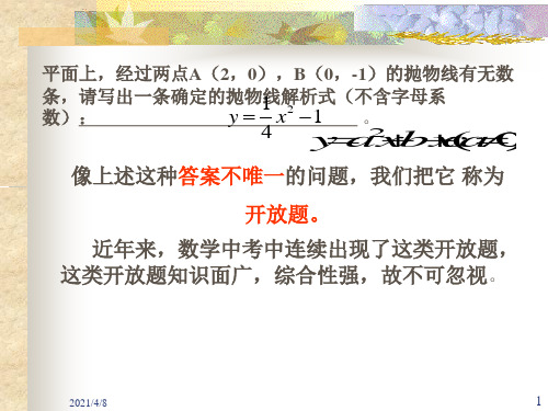 中考数学中的开放性问题PPT课件