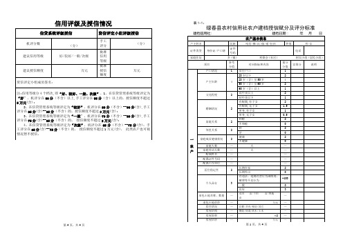 绿春县农村信用社农户建档授信赋分及评分标准印刷新版