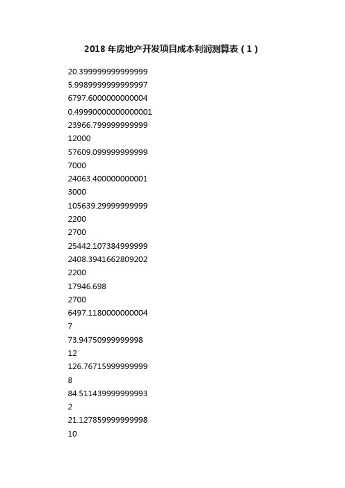 2018年房地产开发项目成本利润测算表（1）