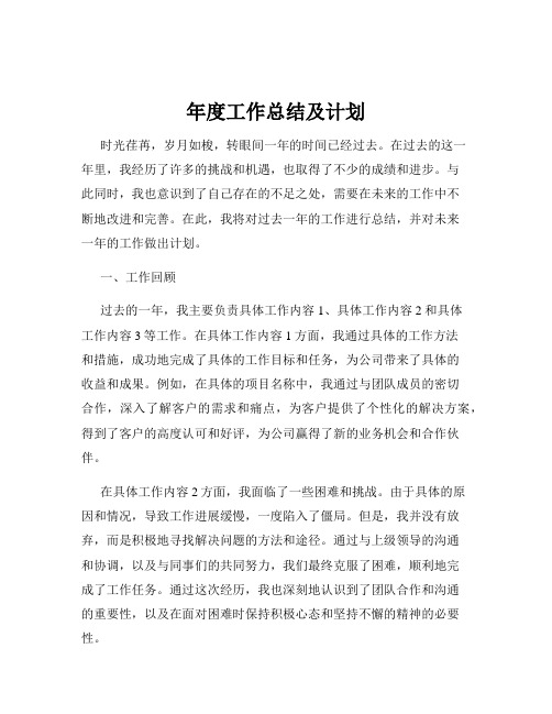 年度工作总结及计划