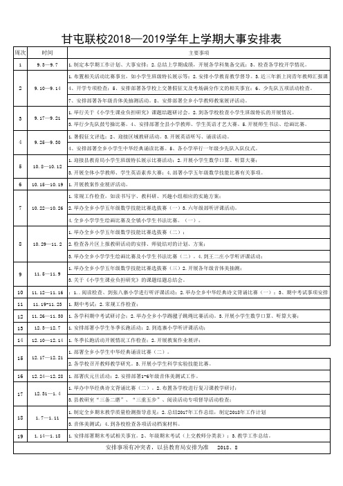 学校2018.8大事表