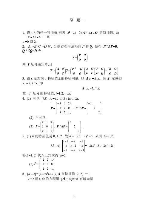 矩阵理论习题答案