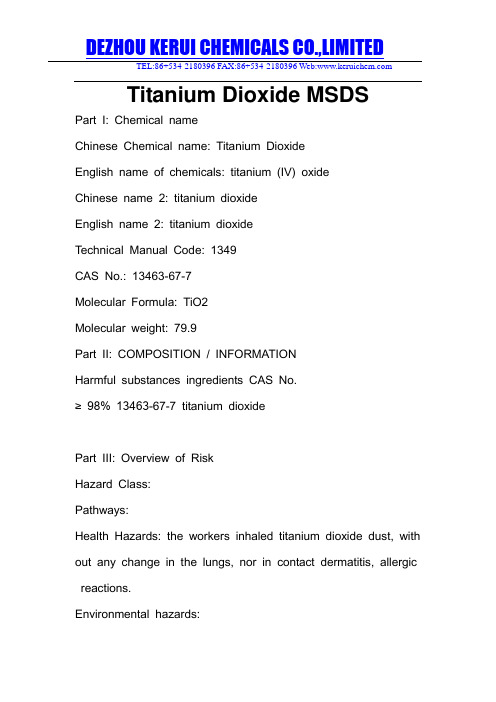 Titanium Dioxide MSDS