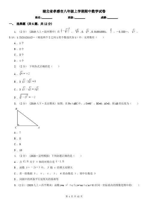 湖北省孝感市八年级上学期期中数学试卷