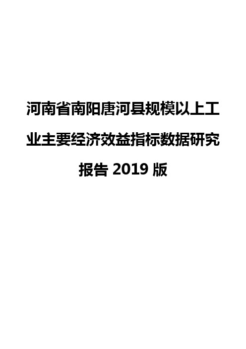 河南省南阳唐河县规模以上工业主要经济效益指标数据研究报告2019版