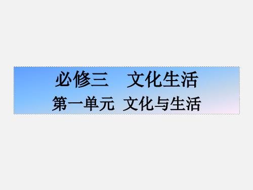 高考政治 一轮复习 文化与生活 第一课 文化与社会 新人教版必修3