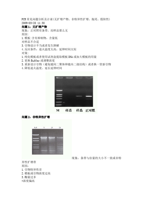 PCR常见问题分析及计谋无扩增产物、非特异性扩增、拖尾