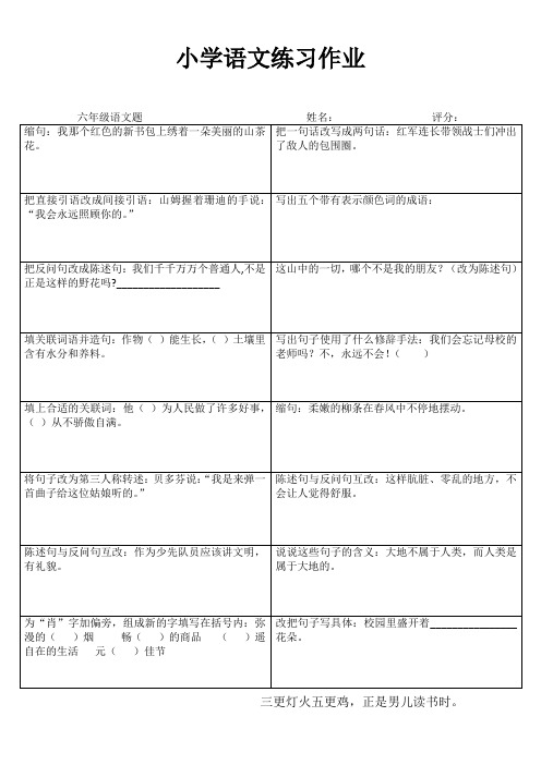 六年级语文课课通训练I (4)