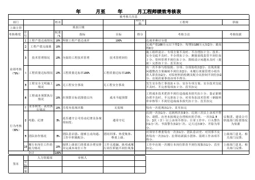 工程师绩效考核表