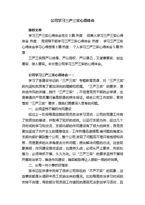 公司学习三严三实心得体会