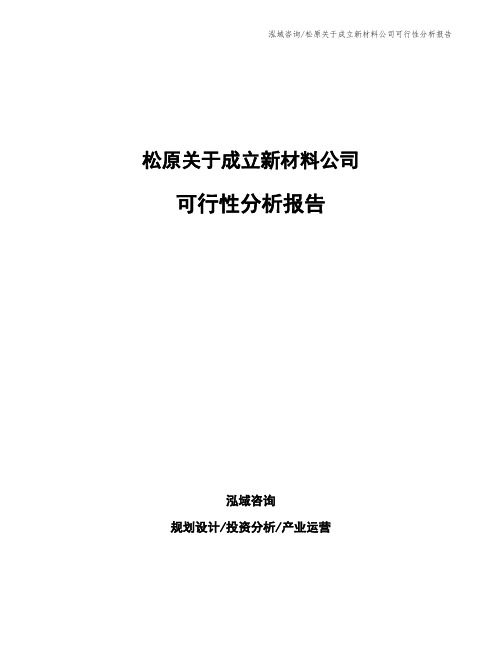 松原关于成立新材料公司可行性分析报告