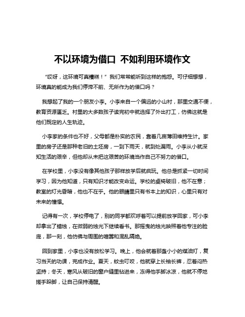 不以环境为借口 不如利用环境作文