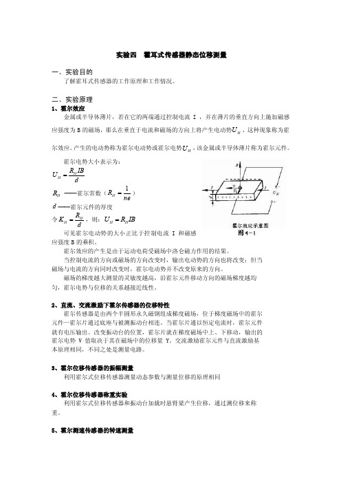 实验四霍耳式传感器静态位移测量