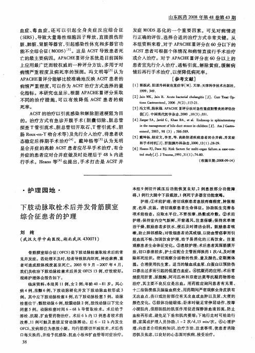 下肢动脉取栓术后并发骨筋膜室综合征患者的护理