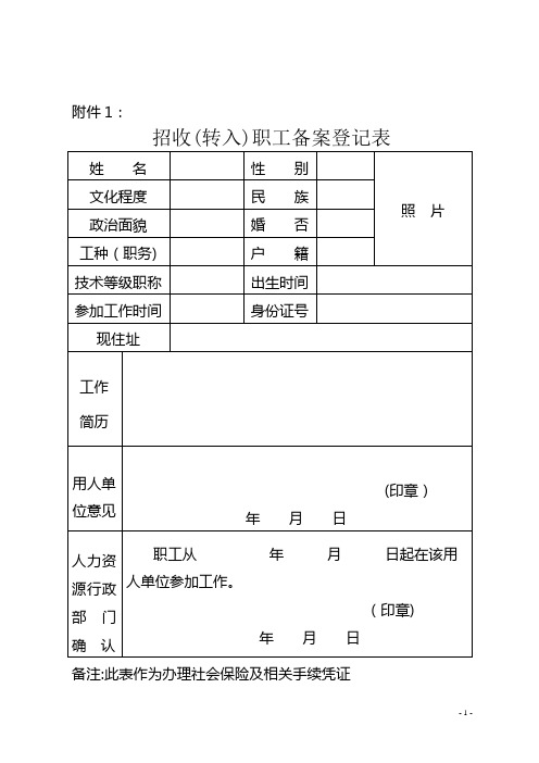 人事部员工备案表【范本模板】