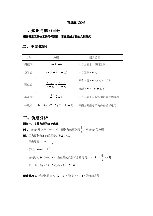 (2)直线的方程