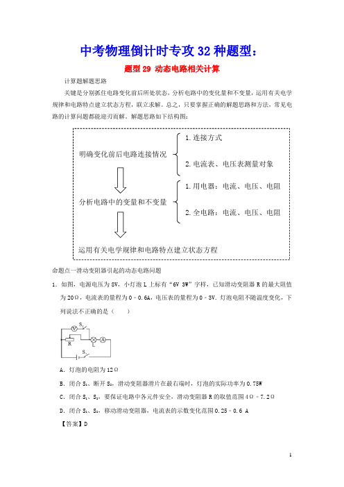 中考物理倒计时专攻32种题型29动态电路相关计算(含参考答案)