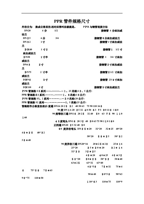 PPR管件规格尺寸