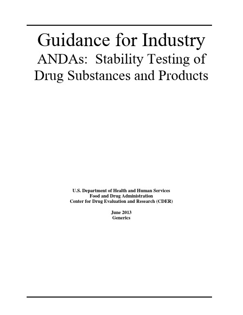 Stability Testing of Drug Substances and Products(FDA)