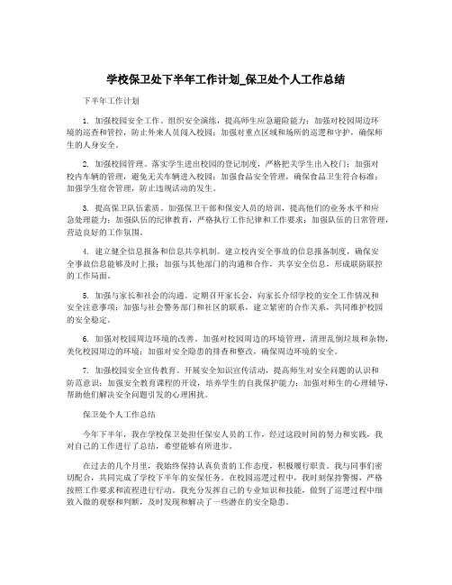 学校保卫处下半年工作计划_保卫处个人工作总结