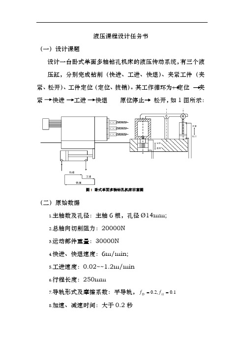 单面多孔钻床液压系统课程设计报告书