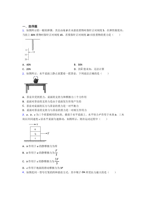 新人教版高中物理必修一第三章《相互作用》测试卷(包含答案解析)