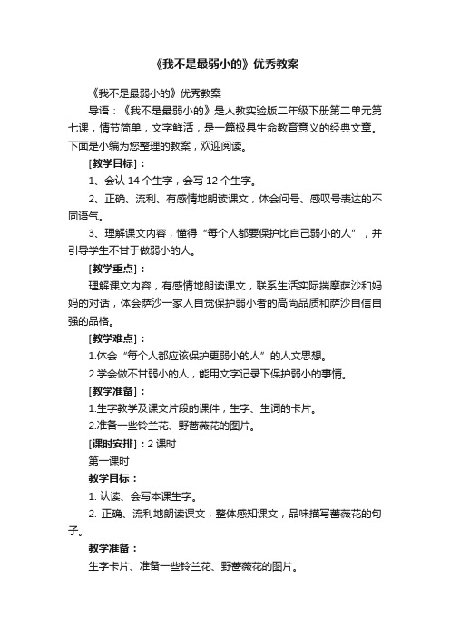 《我不是最弱小的》优秀教案