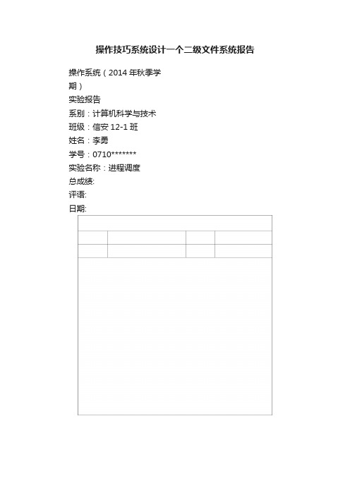 操作技巧系统设计一个二级文件系统报告