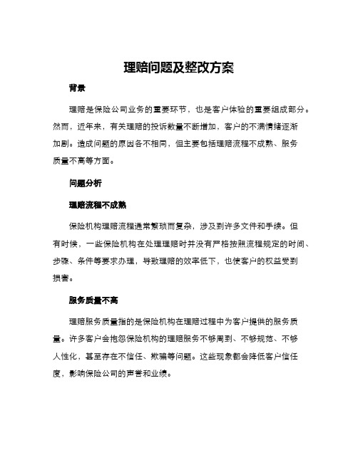 理赔问题及整改方案