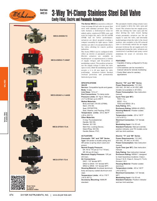 DWYER INSTRUMENTS WE33 自动三路三环钢球控制阀说明说明书