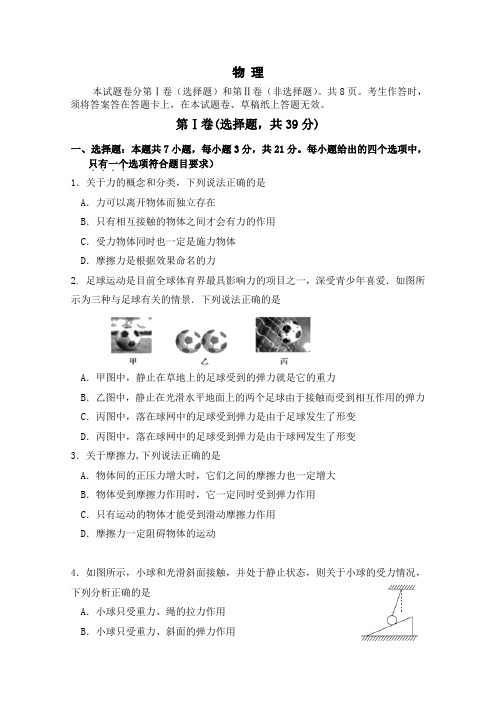 四川省攀枝花市第十五中学2019-2020年高一上学期期中考试物理试卷(word 含答案)