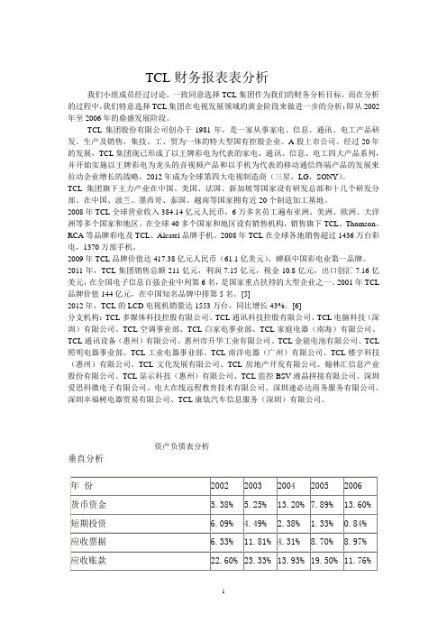 TCL财务报表分析