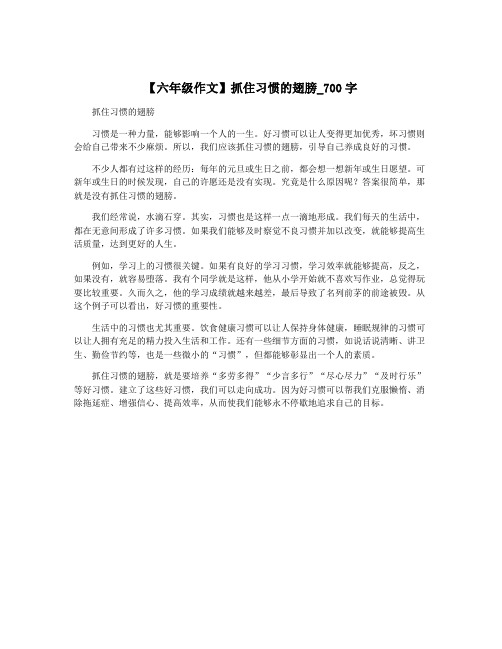 【六年级作文】抓住习惯的翅膀_700字