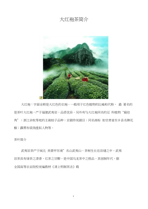 大红袍茶简介