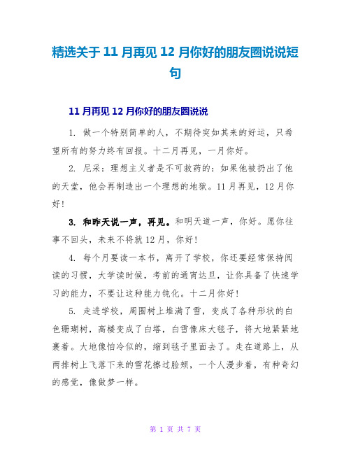 精选关于11月再见12月你好的朋友圈说说短句