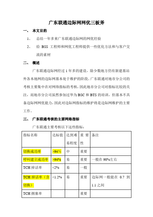 广东联通边际网网优三板斧