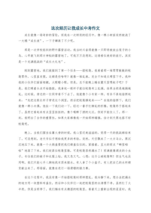 这次经历让我成长中考作文