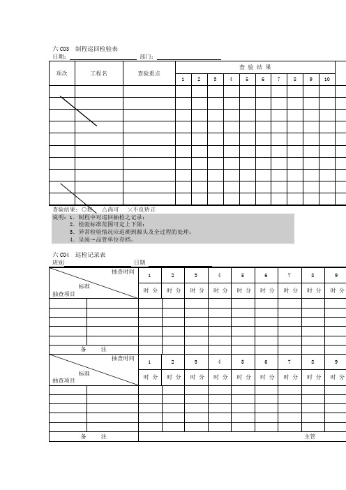 制程检验表格模板范文