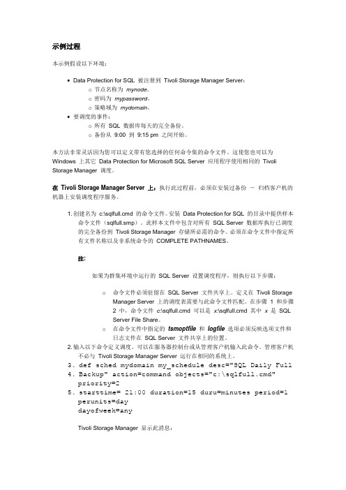 TSM SQL 数据库每天的完全备份。