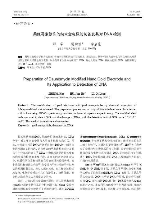 柔红霉素修饰的纳米金电极的制备及其对DNA检测