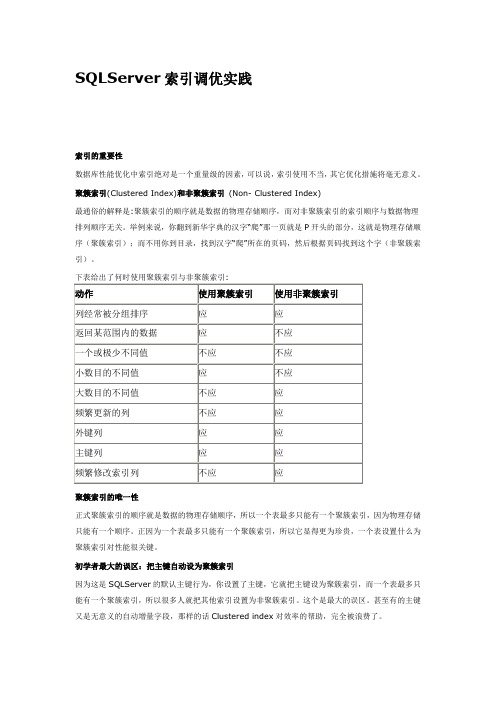 SQLServer索引调优实践