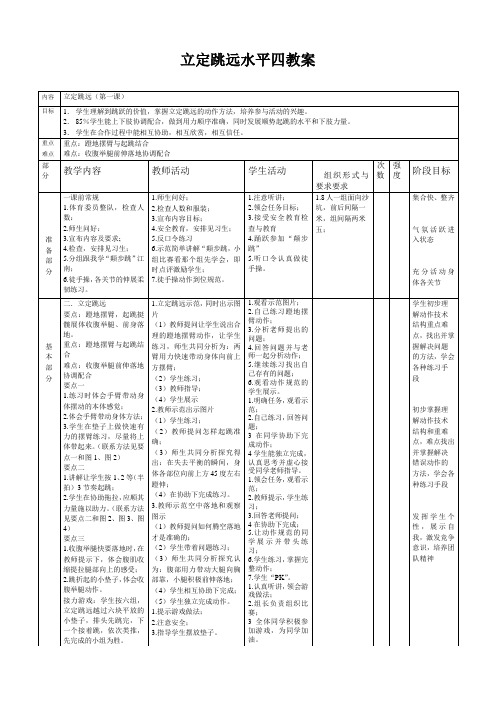 立定跳远水平四教案