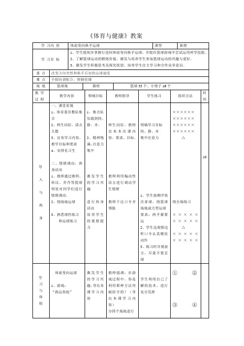 体育与健康篮球教案课改之星