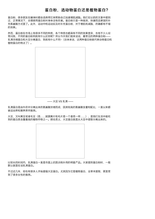 蛋白粉，选动物蛋白还是植物蛋白？