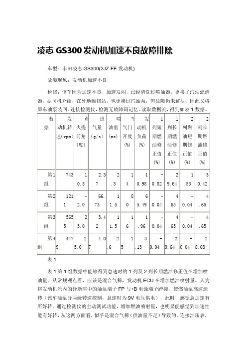 凌志GS300发动机加速不良故障排除