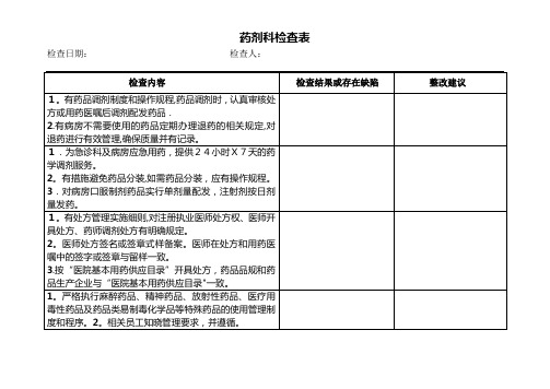 药剂科检查表