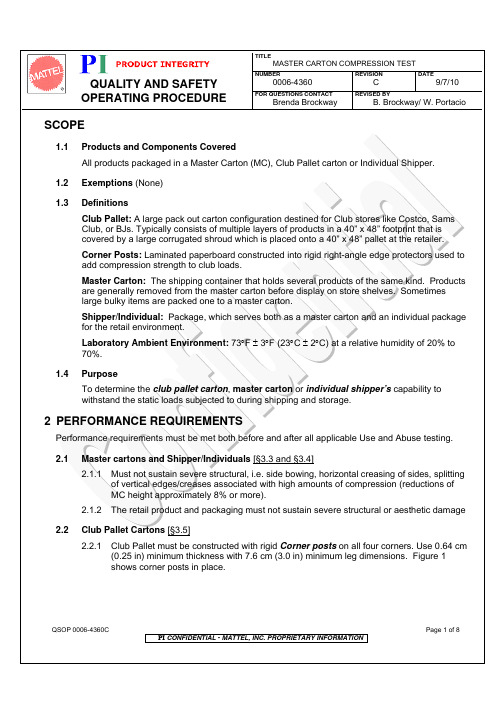 QSOP 0006-4360C - MASTER CARTON COMPRESSION TEST