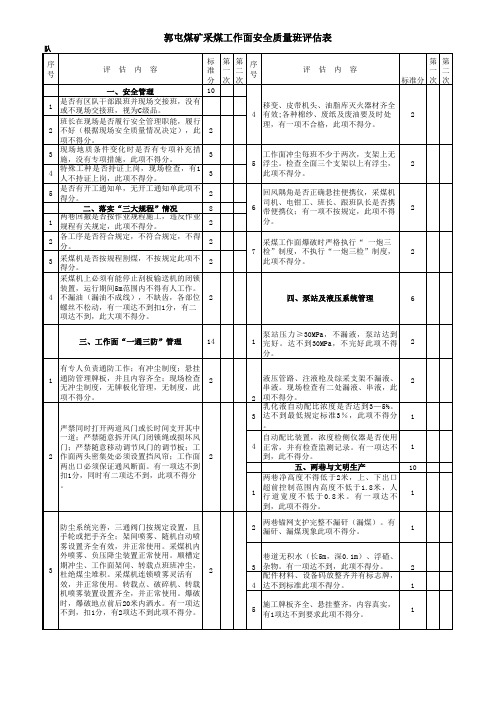 采煤班评估表(最新)